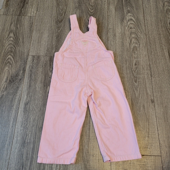 OshKosh Bgosh Pink White Stripe Denim Overalls For Toddler Girls - Picture 5 of 6